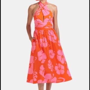 STAUD Moana Halterneck Midi Dress